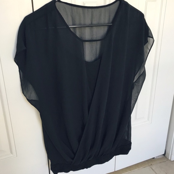 Express chiffon overlay black top Size M - Picture 1 of 4